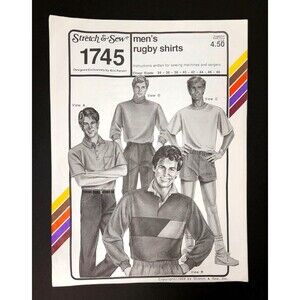 Mens Rugby Shirt Pattern Stretch & Sew 1745 Uncut 1980's VTG Sizes 34" to 48"